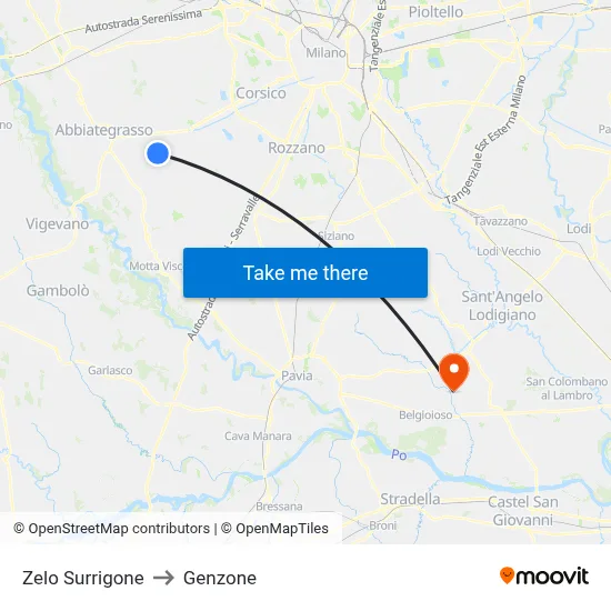 Zelo Surrigone to Genzone map