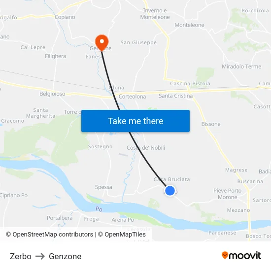 Zerbo to Genzone map