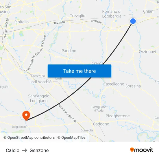 Calcio to Genzone map