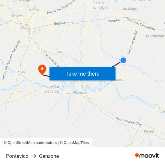 Pontevico to Genzone map