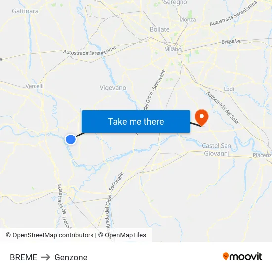 Breme to Genzone map