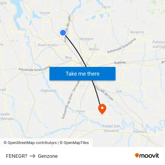 Fenegro to Genzone map