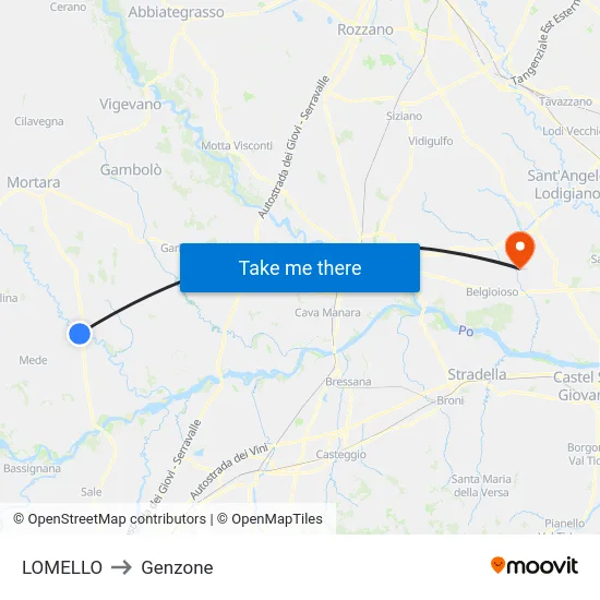 Lomello to Genzone map