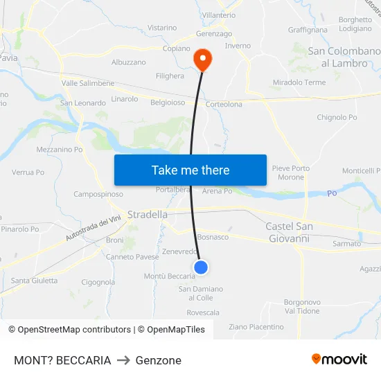 Mont'Beccaria to Genzone map