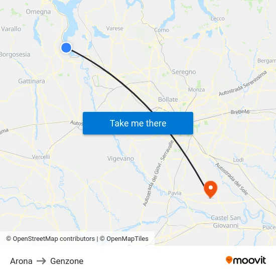 Arona to Genzone map