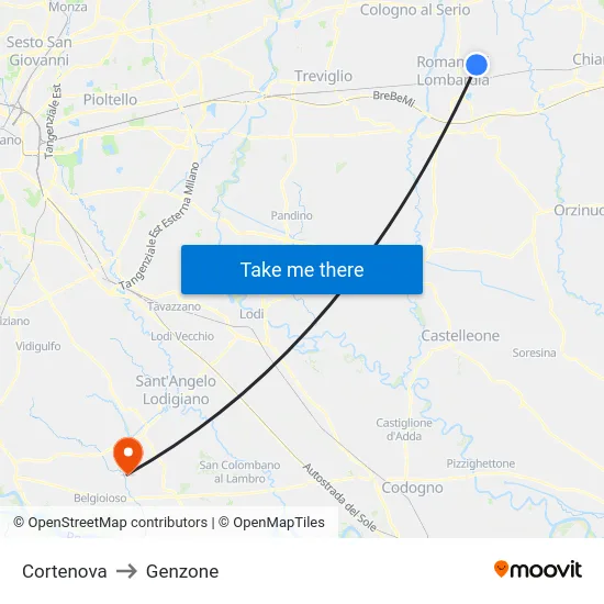 Cortenova to Genzone map