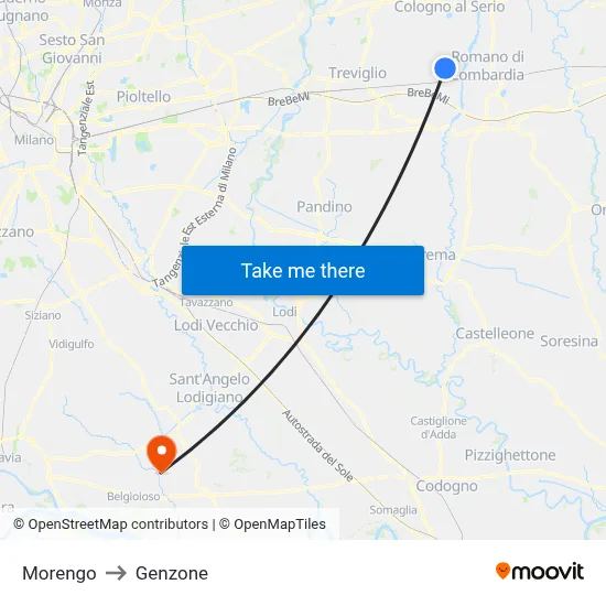 Morengo to Genzone map
