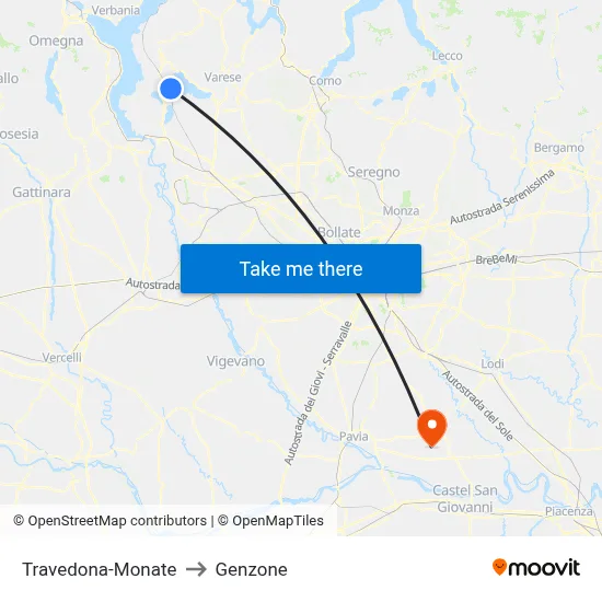 Travedona-Monate to Genzone map