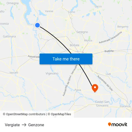 Vergiate to Genzone map