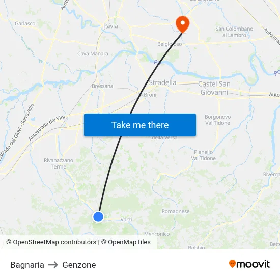 Bagnaria to Genzone map