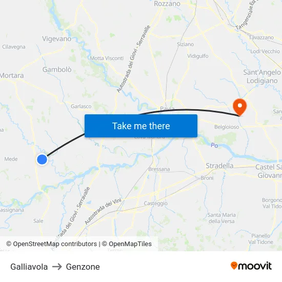 Galliavola to Genzone map