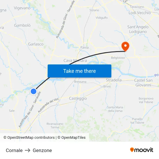 Cornale to Genzone map