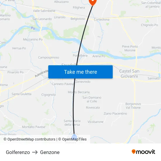 Golferenzo to Genzone map