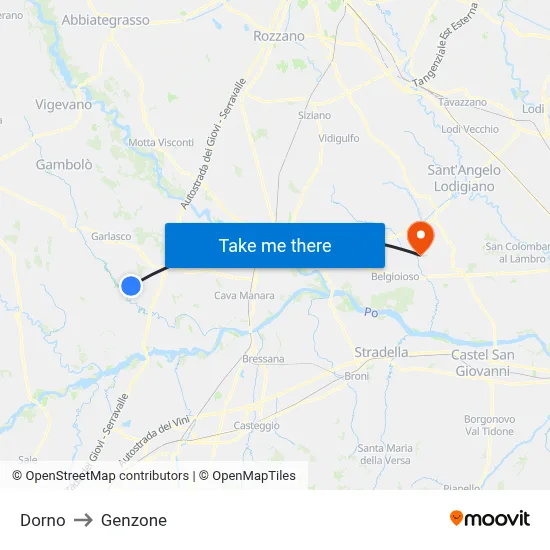 Dorno to Genzone map