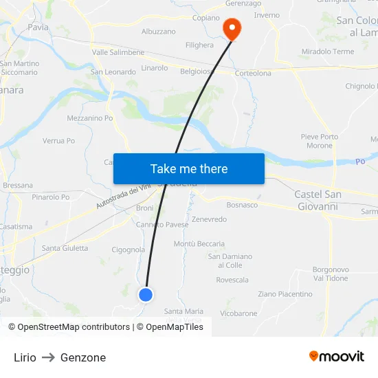 Lirio to Genzone map
