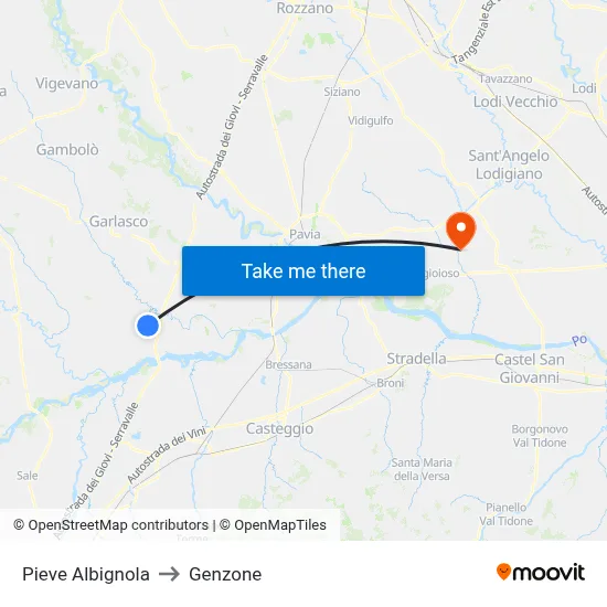 Pieve Albignola to Genzone map