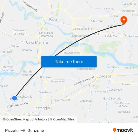 Pizzale to Genzone map