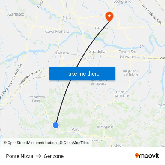 Ponte Nizza to Genzone map