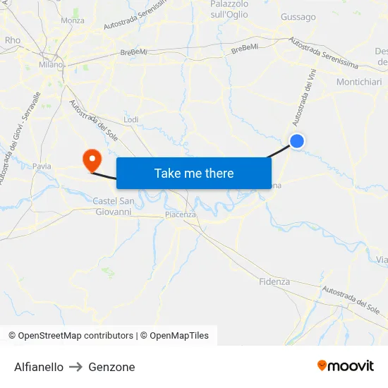 Alfianello to Genzone map