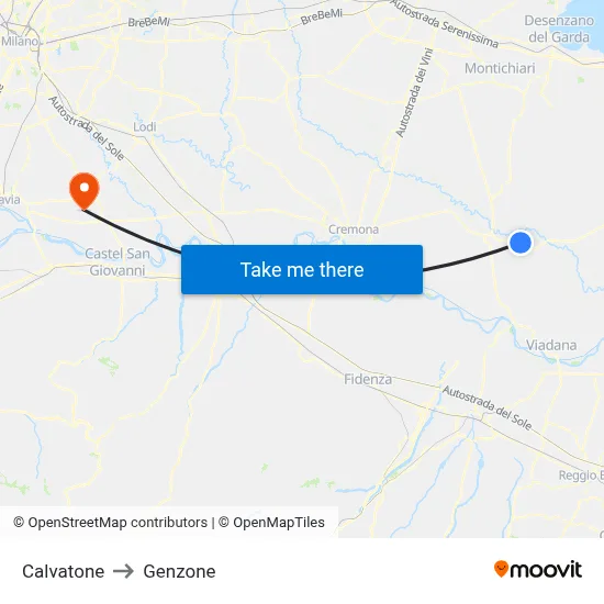 Calvatone to Genzone map