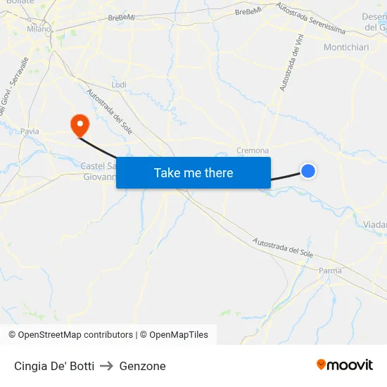 Cingia De' Botti to Genzone map