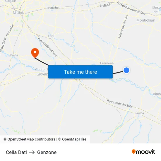 Cella Dati to Genzone map