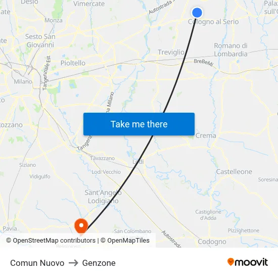 Comun Nuovo to Genzone map