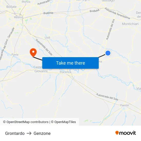 Grontardo to Genzone map