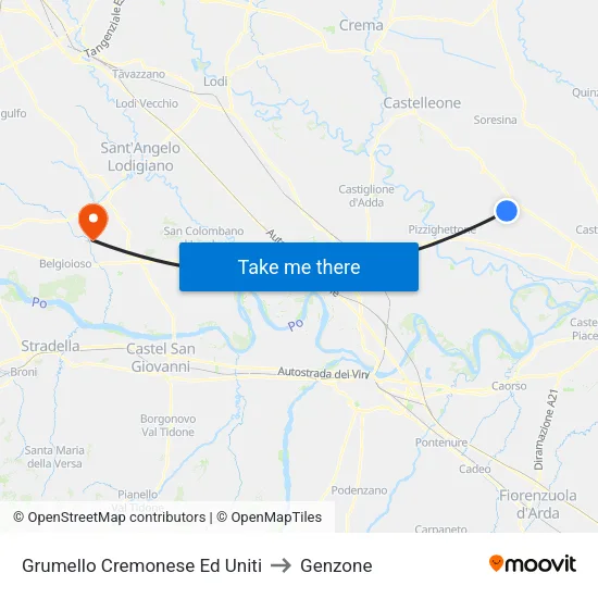 Grumello Cremonese Ed Uniti to Genzone map