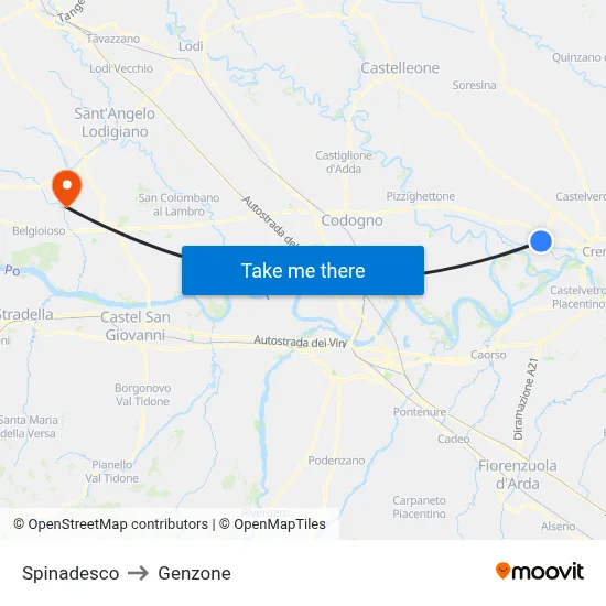 Spinadesco to Genzone map