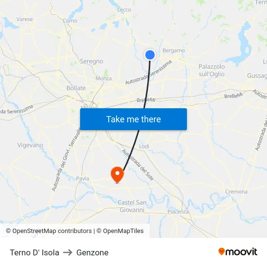 Terno D' Isola to Genzone map