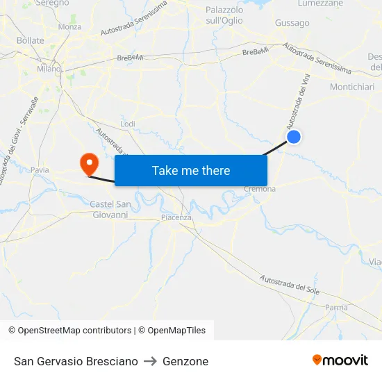 San Gervasio Bresciano to Genzone map
