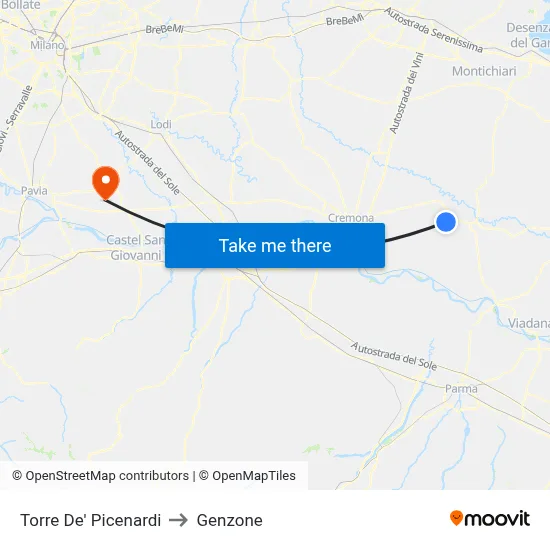Torre De' Picenardi to Genzone map