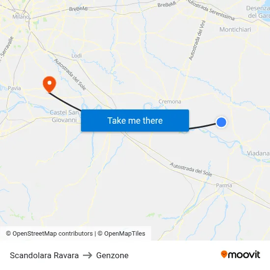 Scandolara Ravara to Genzone map
