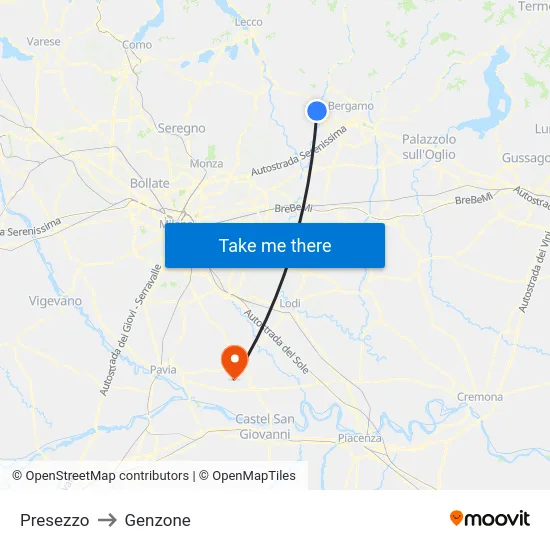 Presezzo to Genzone map