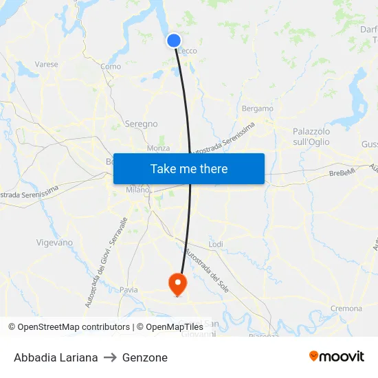 Abbadia Lariana to Genzone map