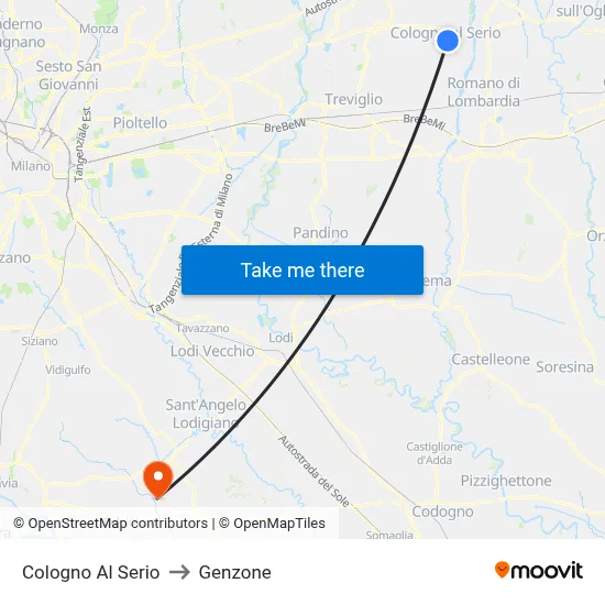 Cologno Al Serio to Genzone map