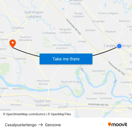 Casalpusterlengo to Genzone map