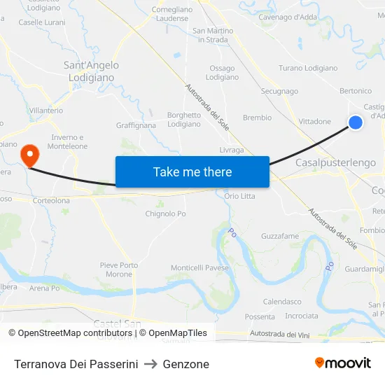 Terranova Dei Passerini to Genzone map