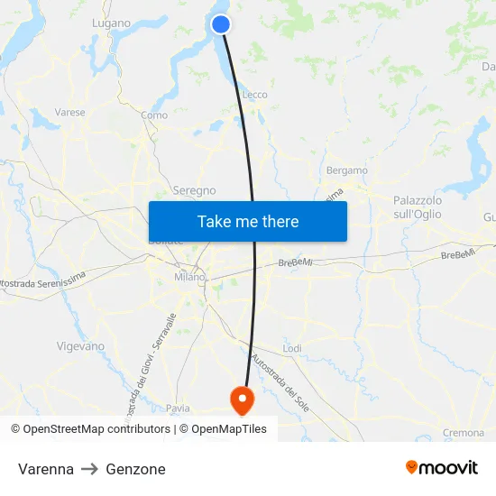 Varenna to Genzone map