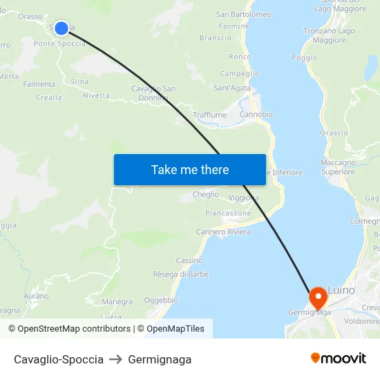 Cavaglio-Spoccia to Germignaga map