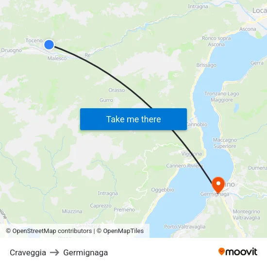 Craveggia to Germignaga map