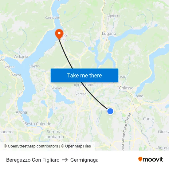 Beregazzo con Figliaro to Germignaga map