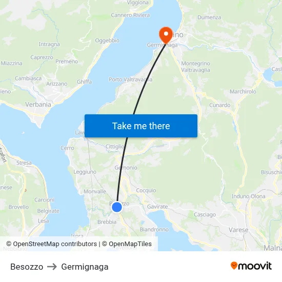 Besozzo to Germignaga map