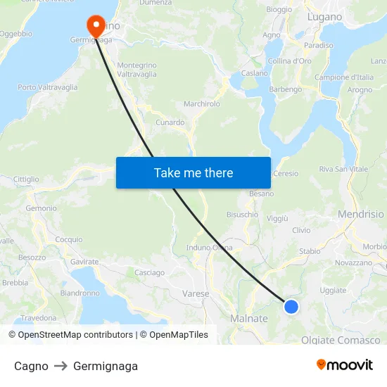Cagno to Germignaga map