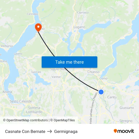 Casnate Con Bernate to Germignaga map