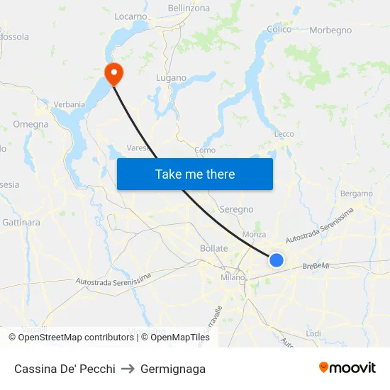 Cassina De' Pecchi to Germignaga map