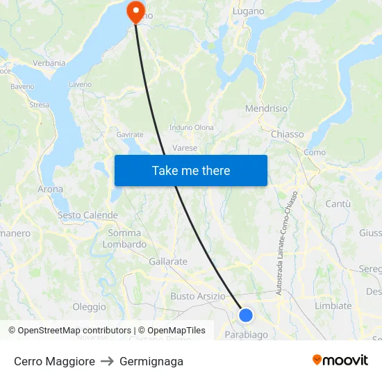 Cerro Maggiore to Germignaga map