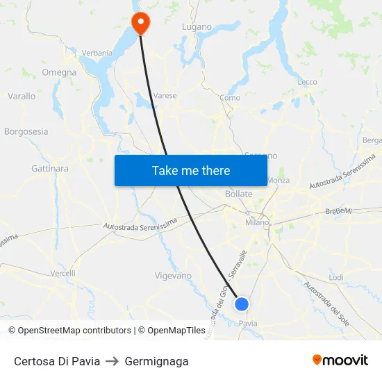 Certosa Di Pavia to Germignaga map