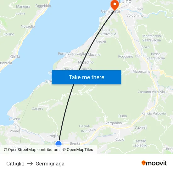 Cittiglio to Germignaga map